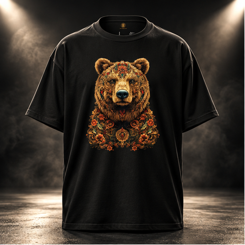 Bär T-Shirt Schwarz Vorderseite Studio